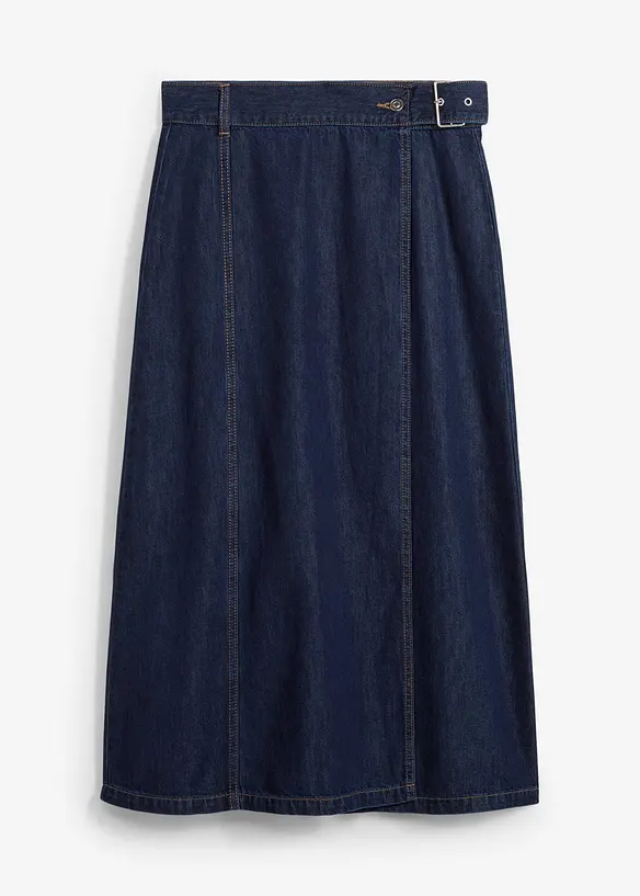 Jeanskjol i omlottstil, Super Soft, bonprix