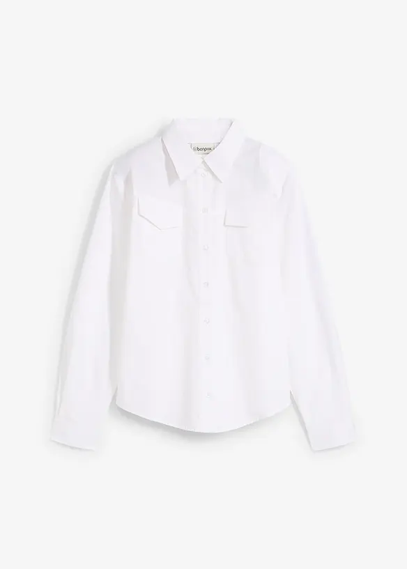 Skjortblus i ren ekologisk bomull, bonprix