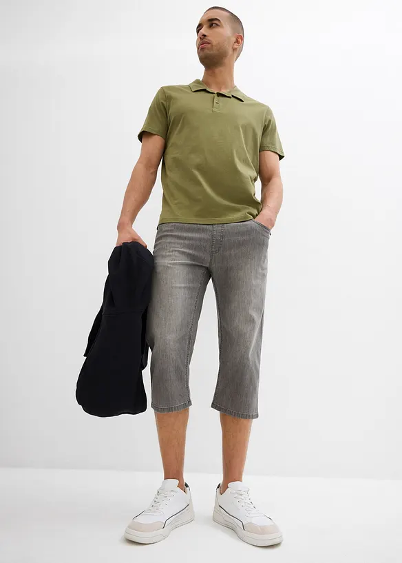 3/4-Jeans i dra på-modell av tunn denim, Regular Fit, Straight (2-pack), bonprix