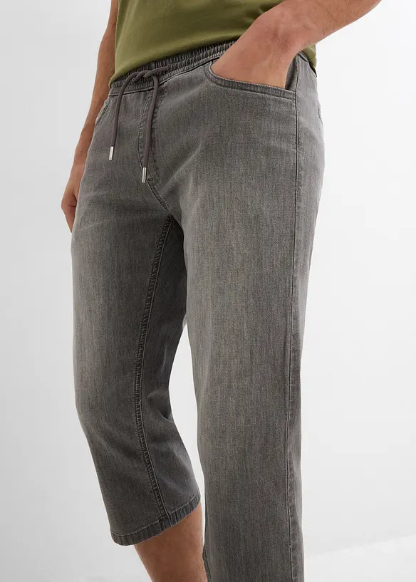 3/4-Jeans i dra på-modell av tunn denim, Regular Fit, Straight (2-pack), bonprix