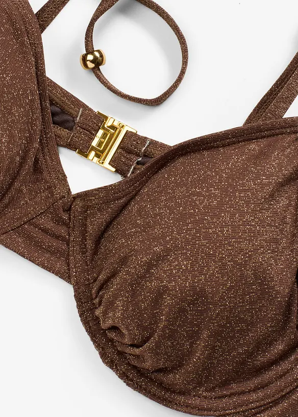 Glittrande bikiniöverdel med bygel, bonprix