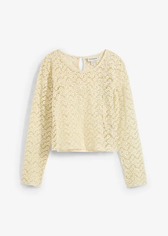Spetsblus med jerseylinne (2-delat set), bonprix