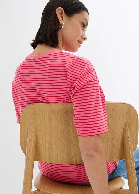 Randig T-shirt med broderi, bonprix