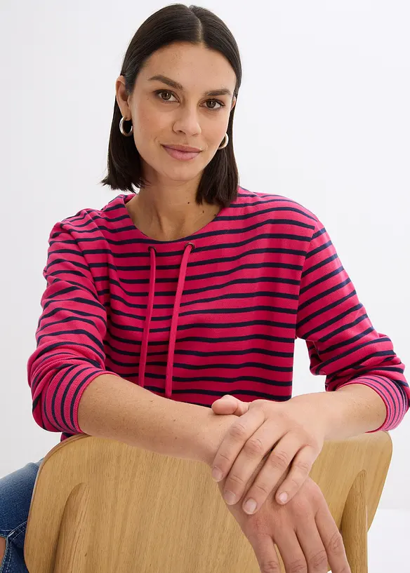 Sweatshirt av material med struktur, bonprix