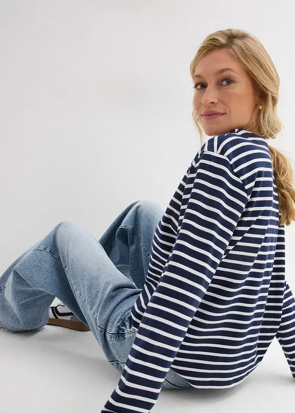 Sweatshirt av material med struktur, bonprix
