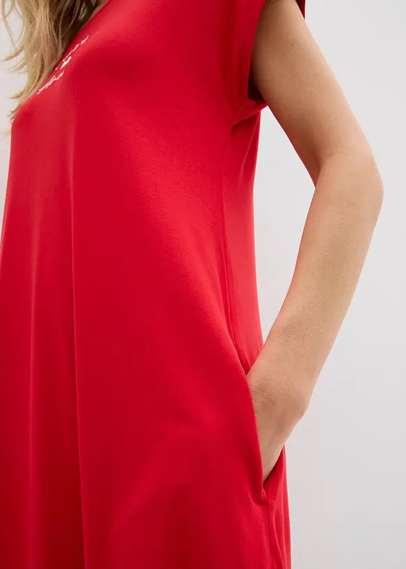 Jerseyklänning i mix av viskos och elastan med broderi, bonprix
