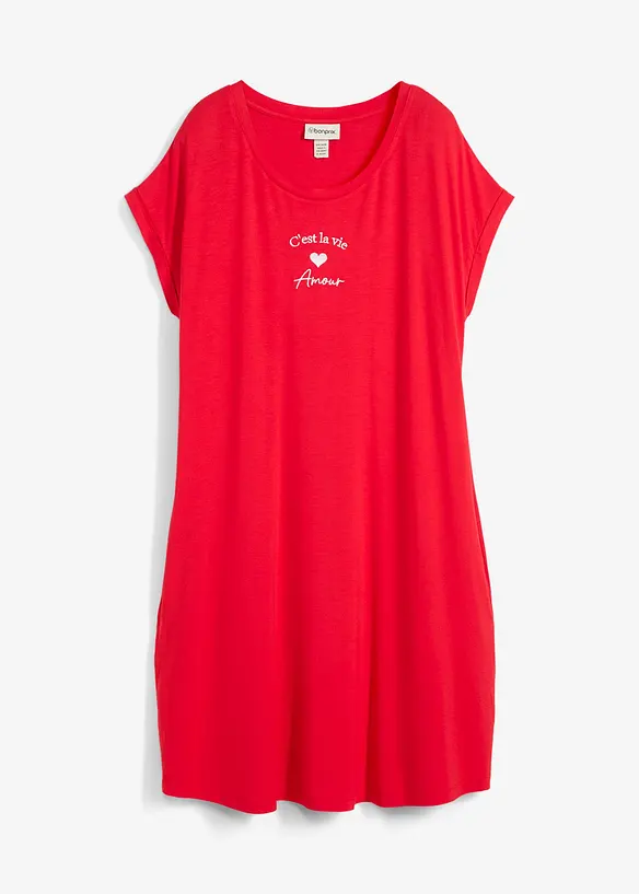 Jerseyklänning i mix av viskos och elastan med broderi, bonprix