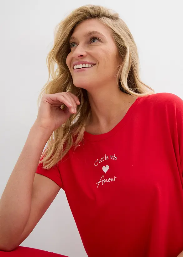 Jerseyklänning i mix av viskos och elastan med broderi, bonprix