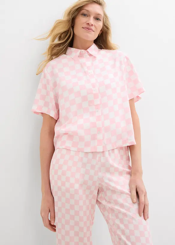 Kortärmad blus, rutig, bonprix