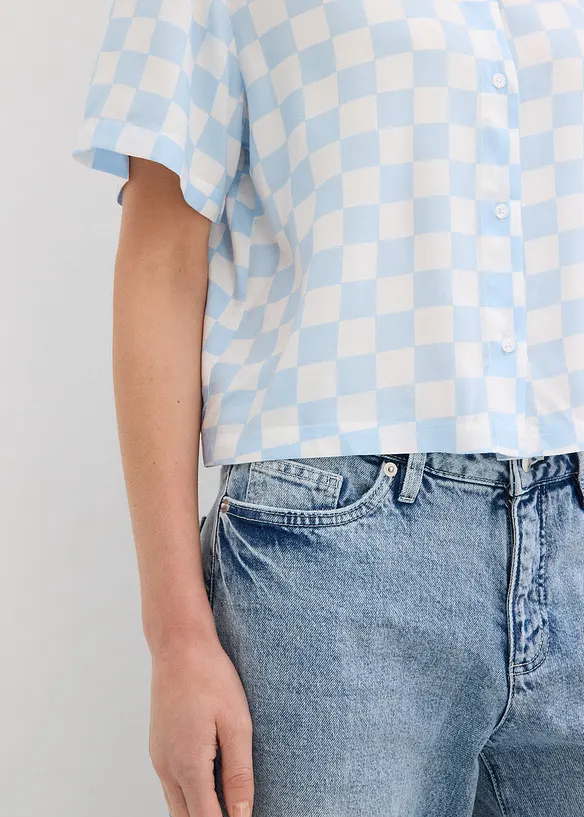 Kortärmad blus, rutig, bonprix