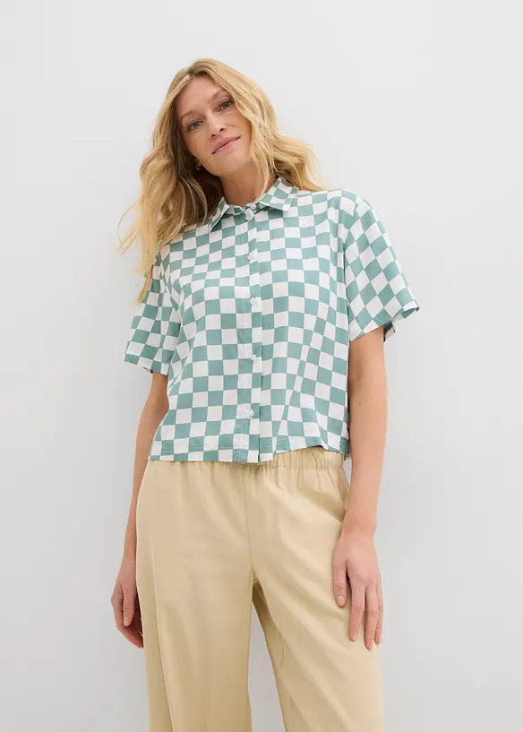 Kortärmad blus, rutig, bonprix