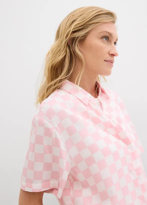 Kortärmad blus, rutig, bonprix