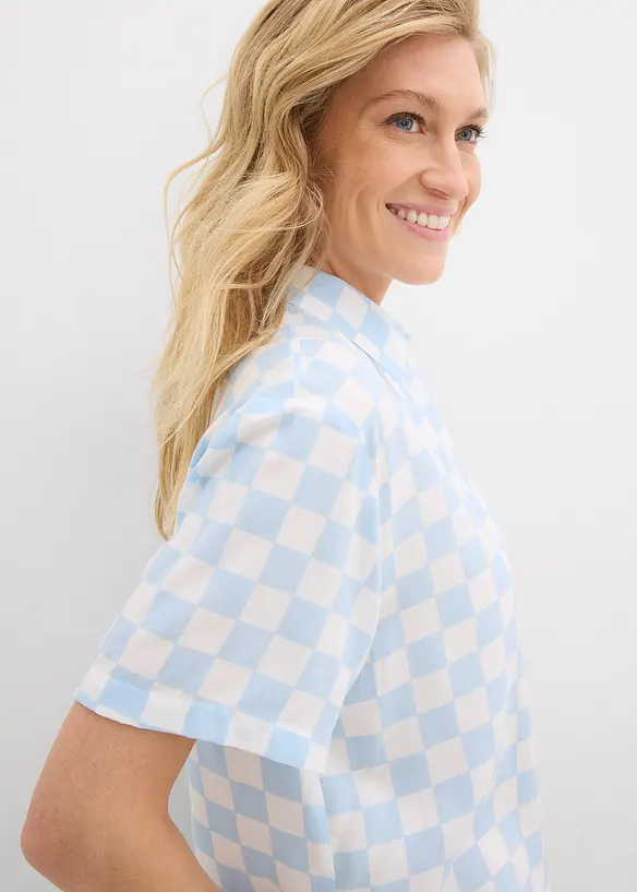 Kortärmad blus, rutig, bonprix