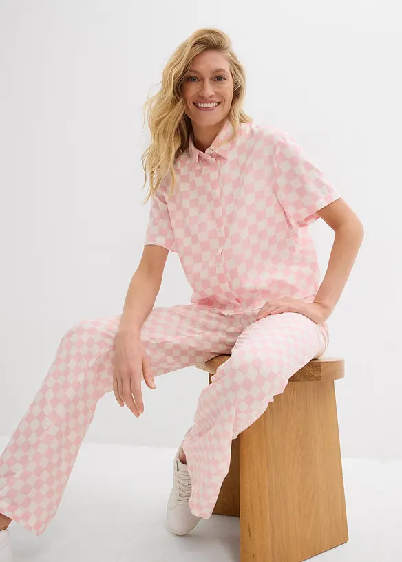 Kortärmad blus, rutig, bonprix