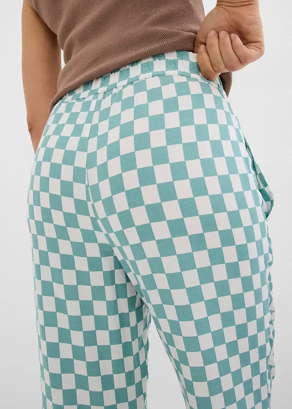 Rutig vid byxa av viskos med mjukt fall, bonprix