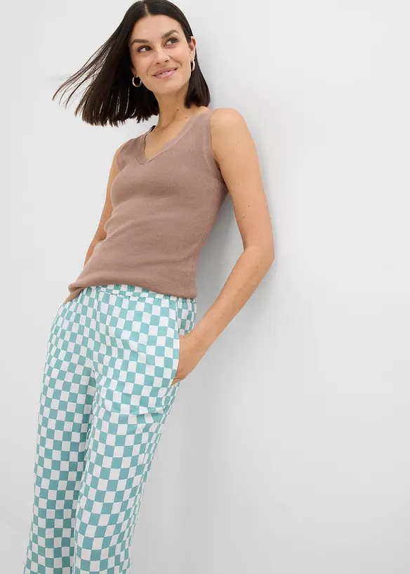 Rutig vid byxa av viskos med mjukt fall, bonprix