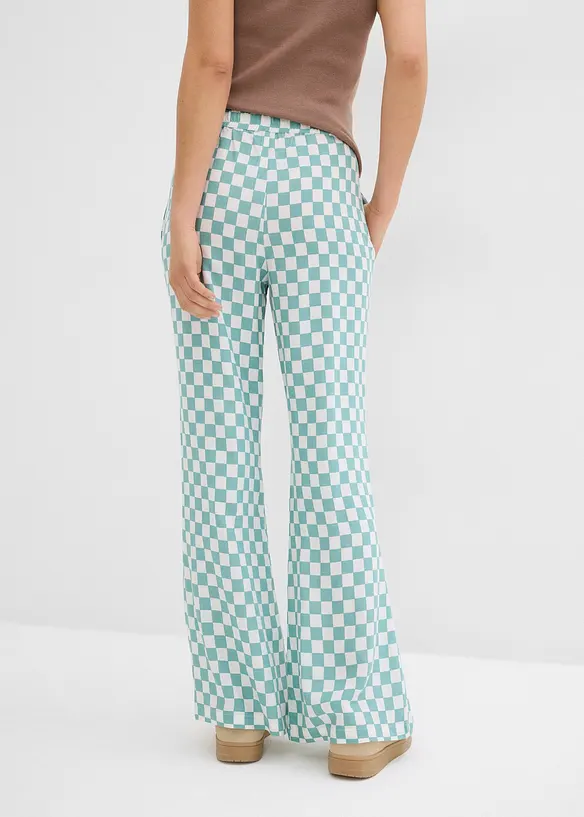 Rutig vid byxa av viskos med mjukt fall, bonprix