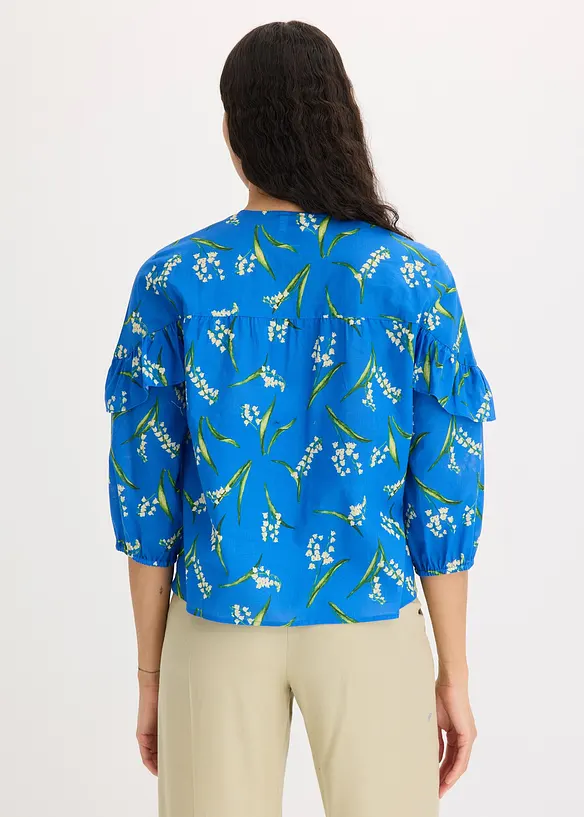 Mönstrad blus av ren bomull, bonprix