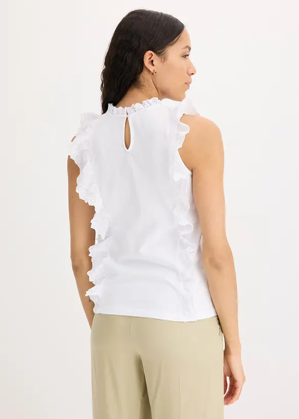 Jerseylinne med hålbroderi, bonprix
