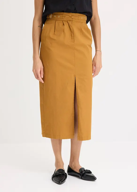 Lång kjol med slits, bonprix