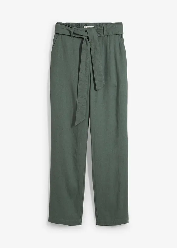 Byxor i dra på-modell i luftig mix av linne och viskos, bonprix