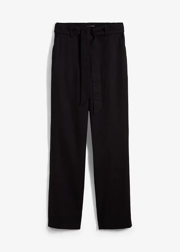 Byxor i dra på-modell i luftig mix av linne och viskos, bonprix
