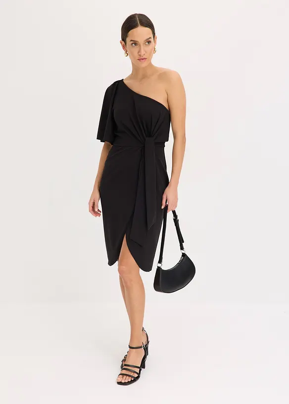 One shoulder-klänning med rynk, bonprix