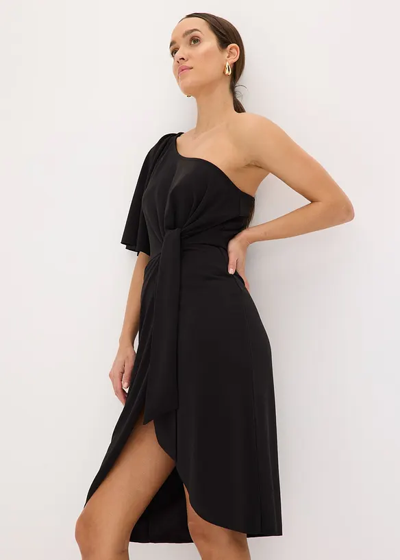 One shoulder-klänning med rynk, bonprix