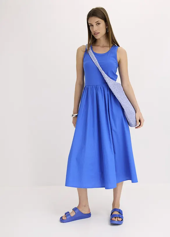 Jerseyklänning i materialmix, bonprix