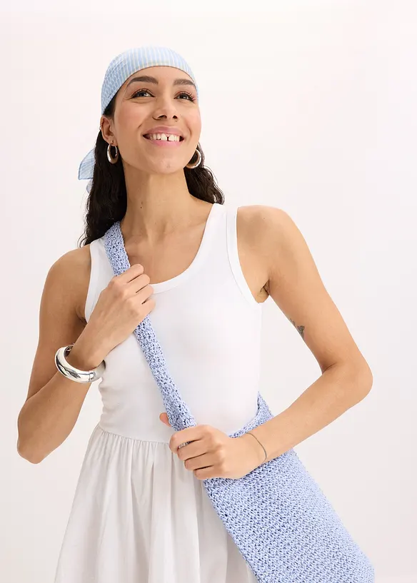Jerseyklänning i materialmix, bonprix