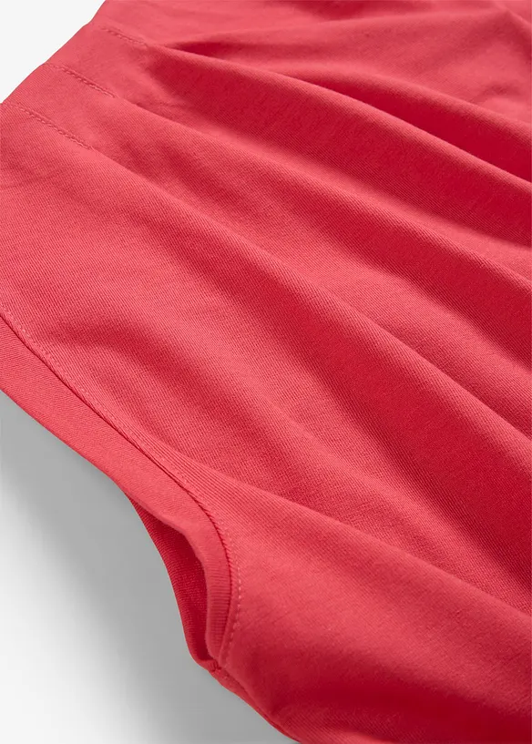 Topp i mjuk materialmix med lätt draperad ringning, bonprix