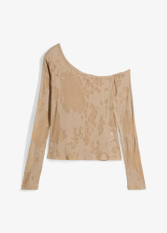Off-shoulder-topp med ausbrennermönster, bonprix