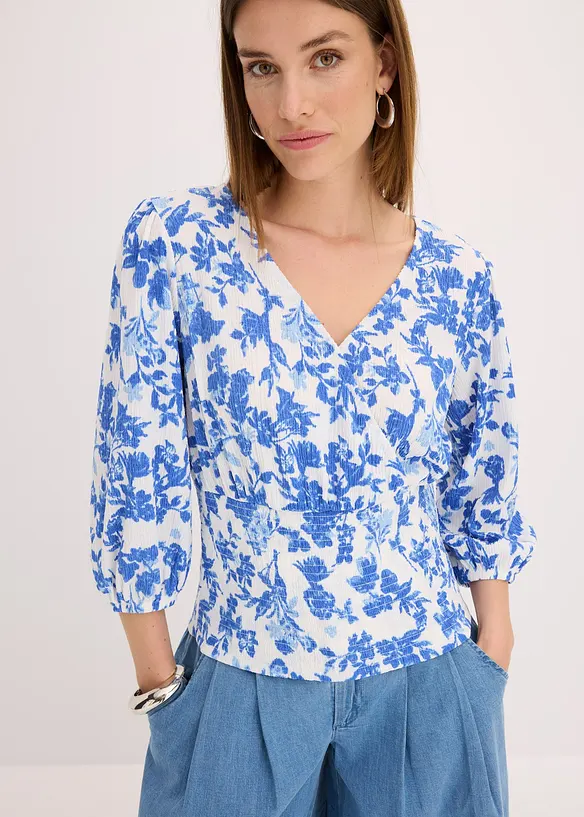 Smockad topp, bonprix