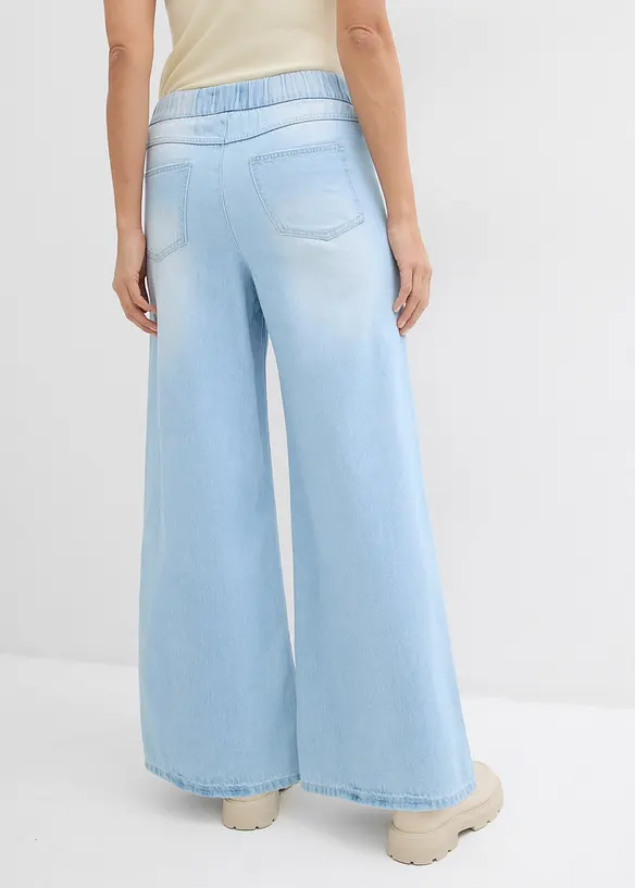 Wide-Leg-jeans, medelhög midja, bekväm linning, bonprix