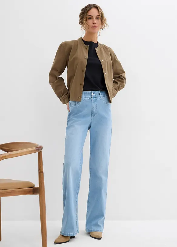 Straight Jeans High Waist, med slits, bonprix