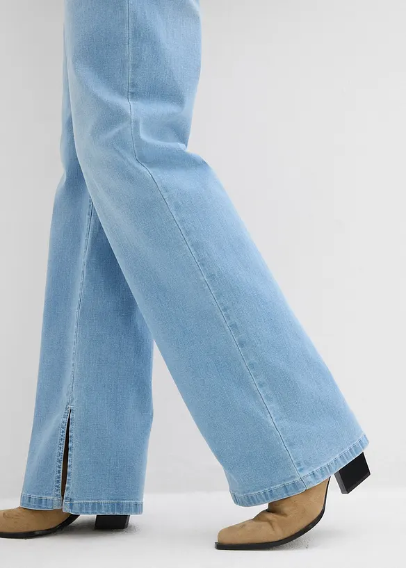 Straight Jeans High Waist, med slits, bonprix