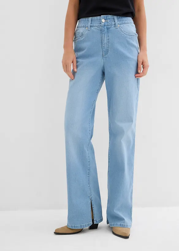 Straight Jeans High Waist, med slits, bonprix
