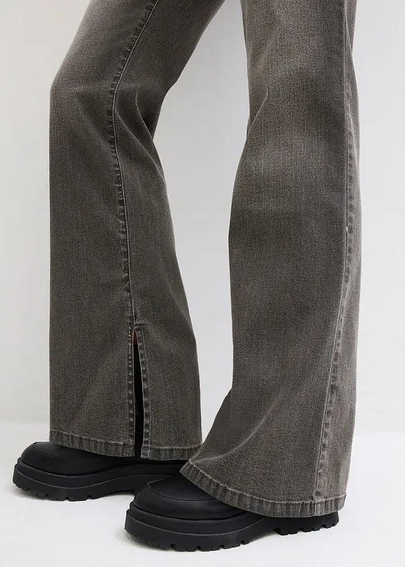 Straight Jeans High Waist, med slits, bonprix