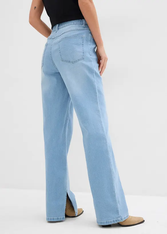 Straight Jeans High Waist, med slits, bonprix