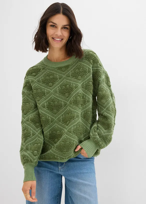 Stickad tröja i fyrkantig modell, bonprix