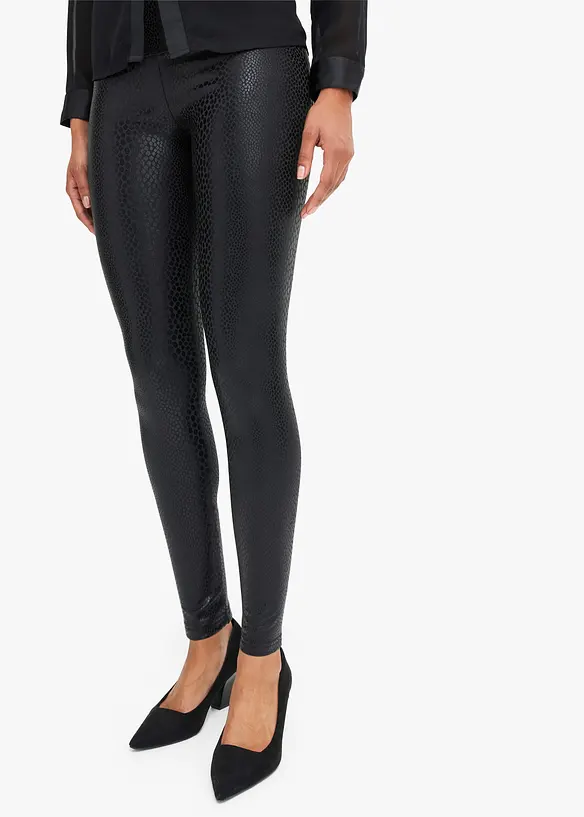 Glansiga leggings i skinnimitation, bonprix