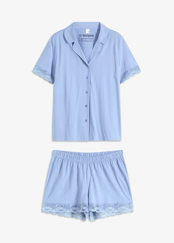 Pyjamas med shorts och knappslå, med viskos, bonprix