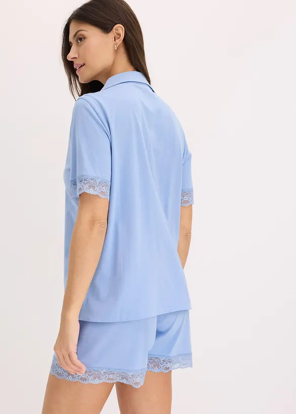 Pyjamas med shorts och knappslå, med viskos, bonprix
