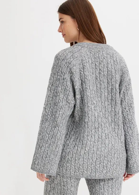 Oversizetröja med flätstickning, bonprix