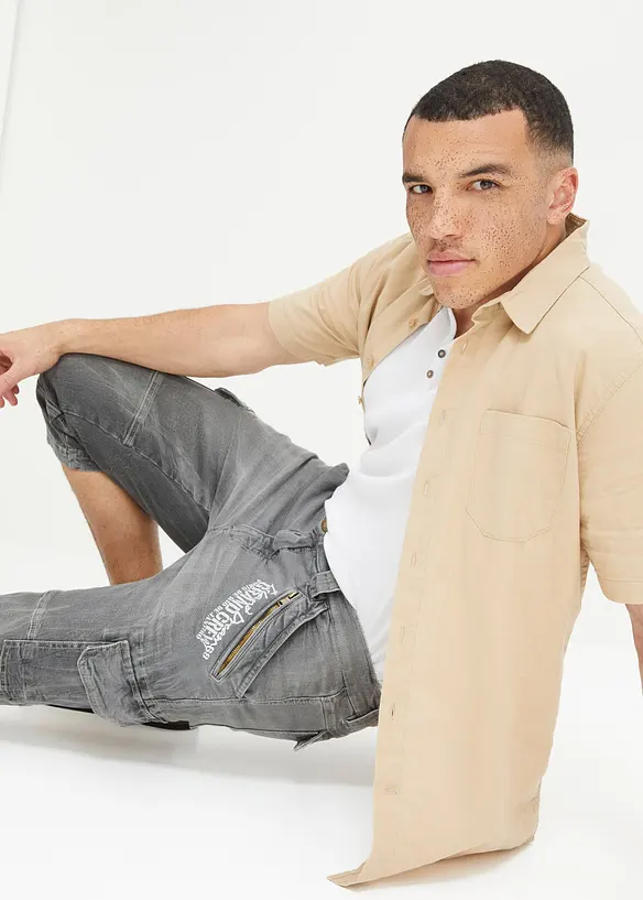 3/4-jeans med cargofickor, Loose Fit, bonprix