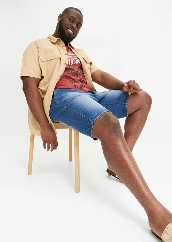Stretchiga jeansbermudas, Relaxed Fit, bonprix