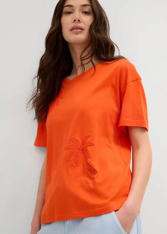 T-shirt med spetsdetalj, bonprix