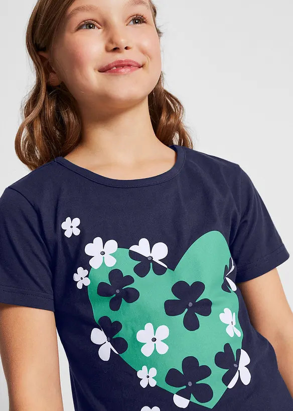 T-shirt för barn (2-pack), ekologisk bomull, bonprix