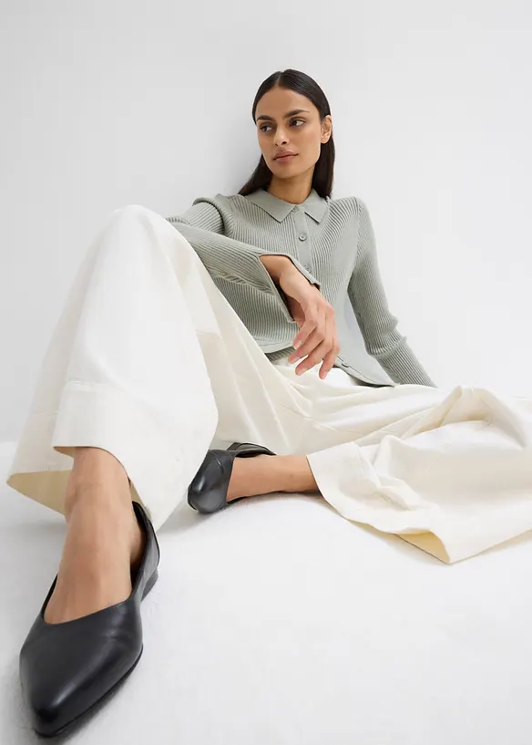 Finstickad kofta av viskosmix, bonprix