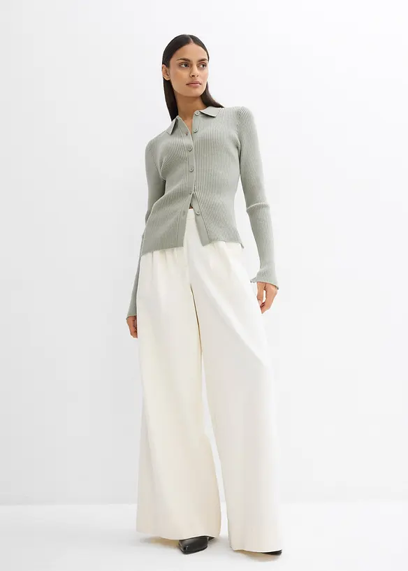 Finstickad kofta av viskosmix, bonprix